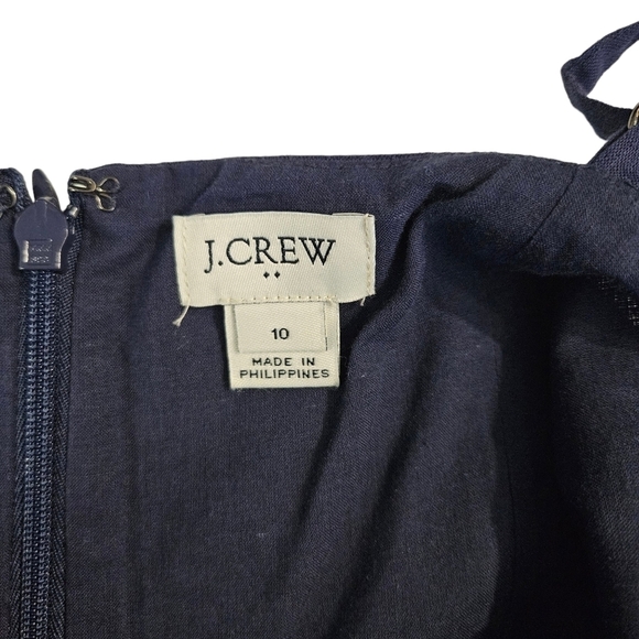 J. Crew Navy Blue Linen Tie Front Jumpsuit - Picture 5 of 8
